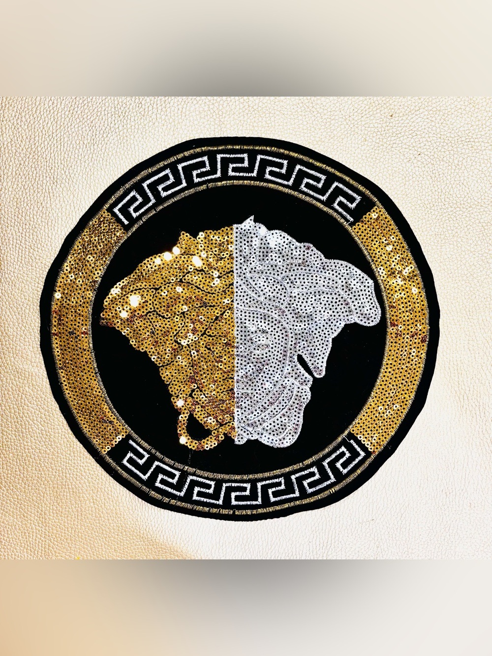 Sequin Medusa Patch Tote Accent - Gold & Silver